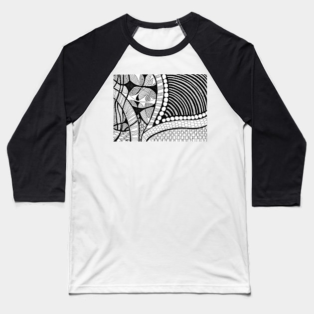 Abstract black and white Coloring page inspired by zentangle 3 Baseball T-Shirt by Nathalodi